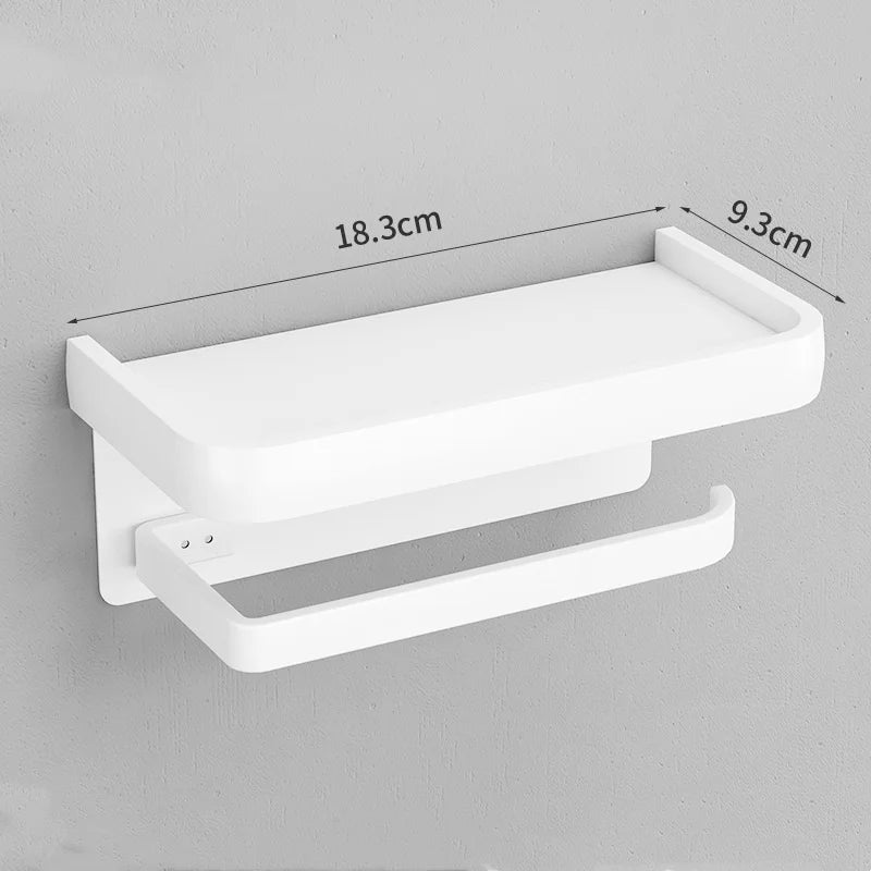 Wall Mounted Aluminum Toilet Paper Holder with Shelf for Phone