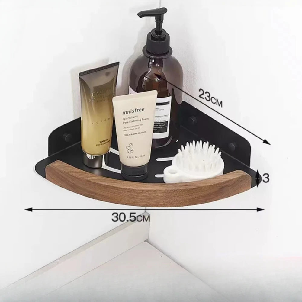 Walnut Wood Bathroom Rack Set