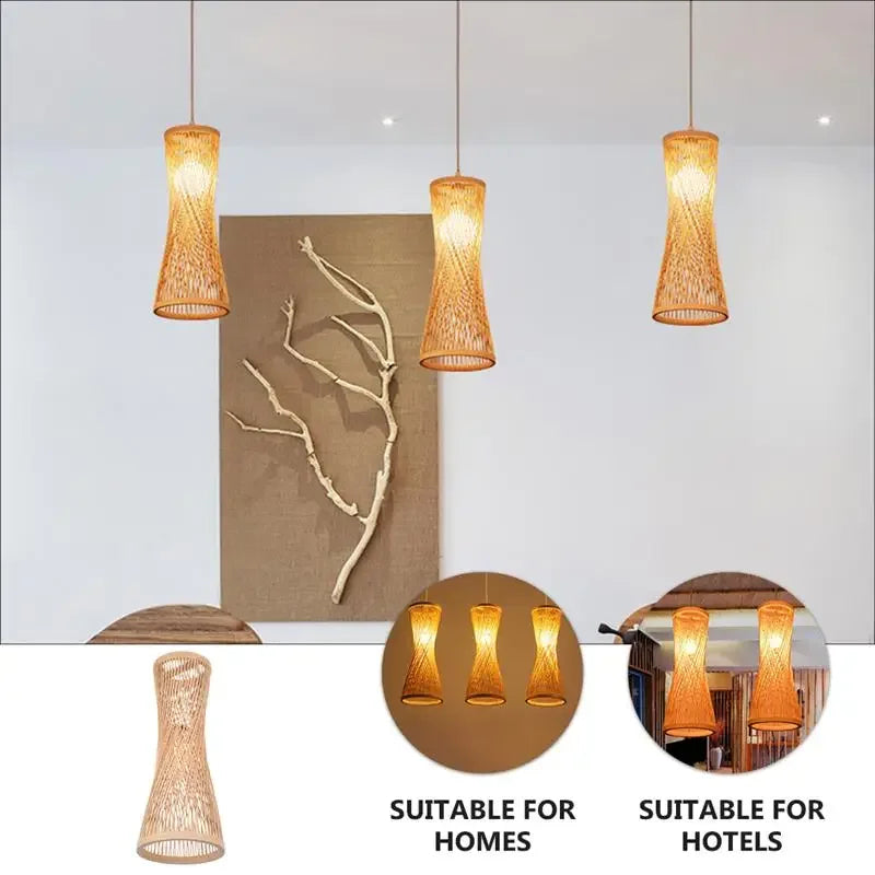 Japanese Bamboo Rattan Woven Ceiling Hanging Light