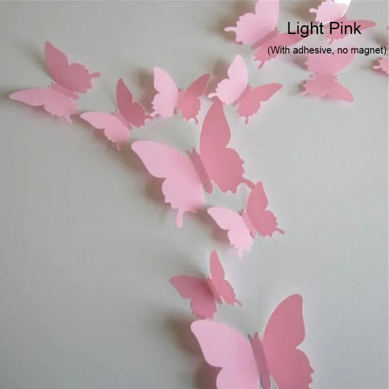 12PCS PVC 3D Butterflies Wall Stickers