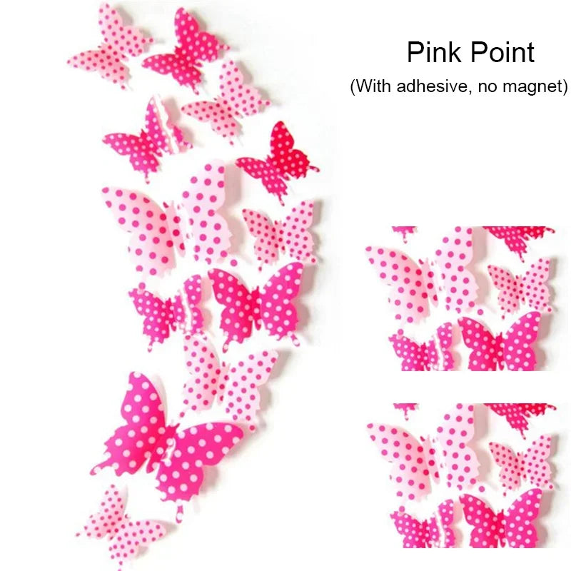 12PCS PVC 3D Butterflies Wall Stickers