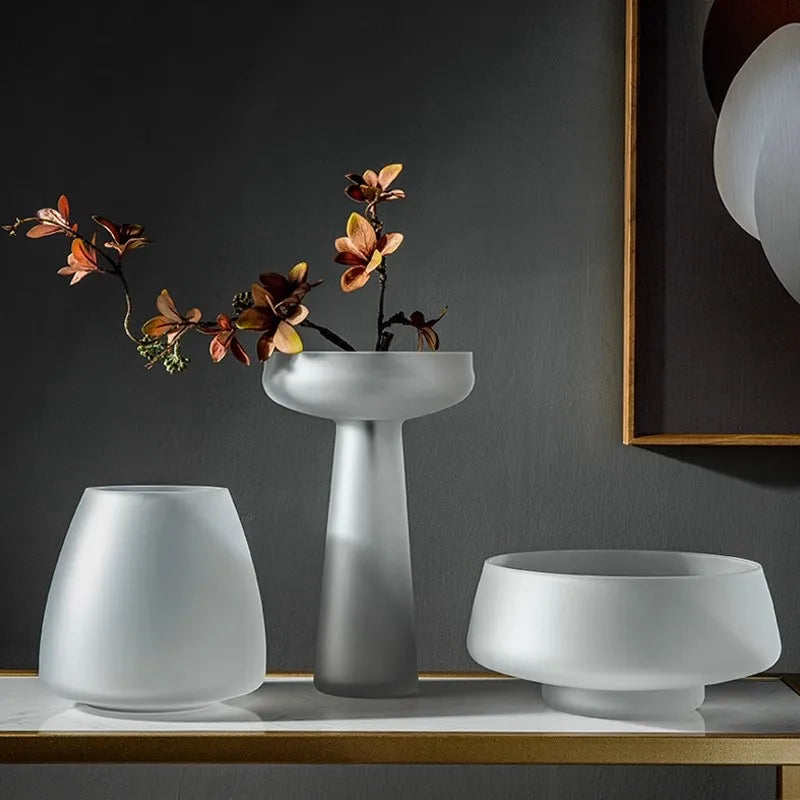 Nordic Light Luxury Frosted Glass Vase