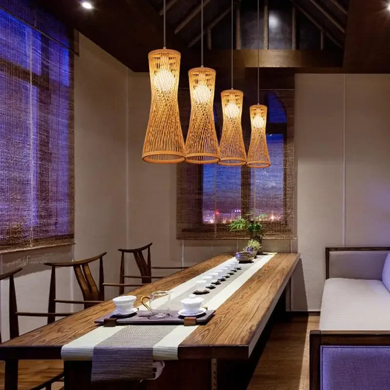Japanese Bamboo Rattan Woven Ceiling Hanging Light