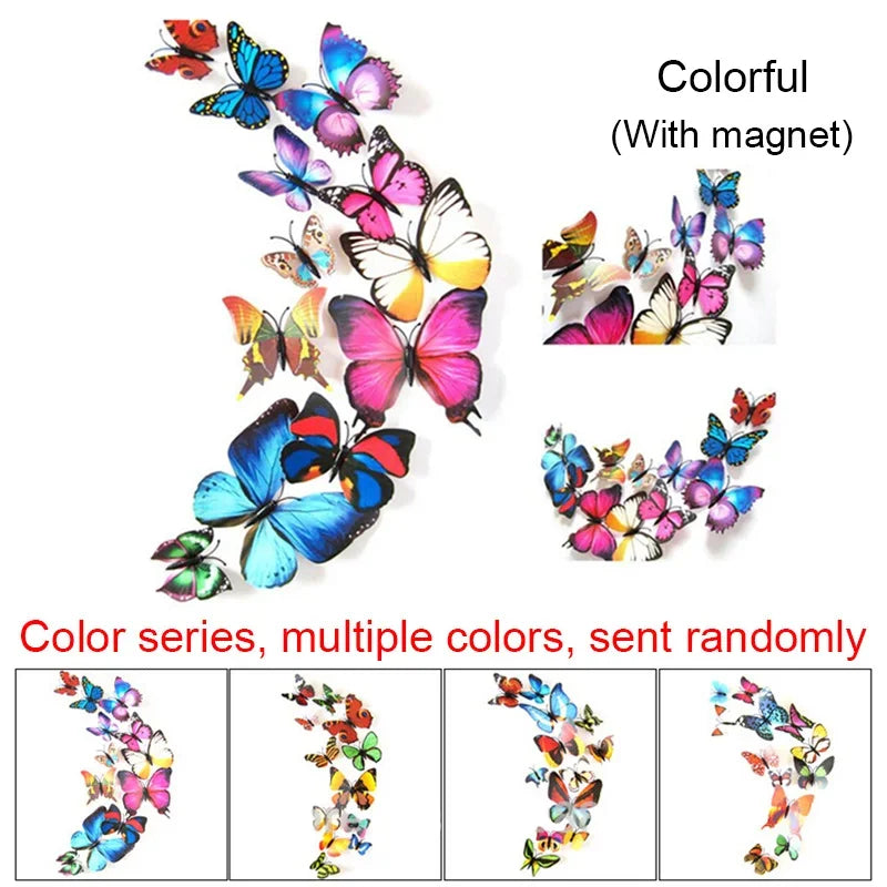 12PCS PVC 3D Butterflies Wall Stickers