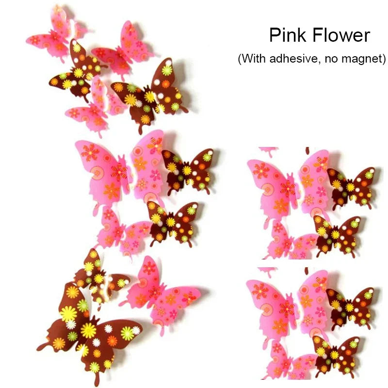 12PCS PVC 3D Butterflies Wall Stickers