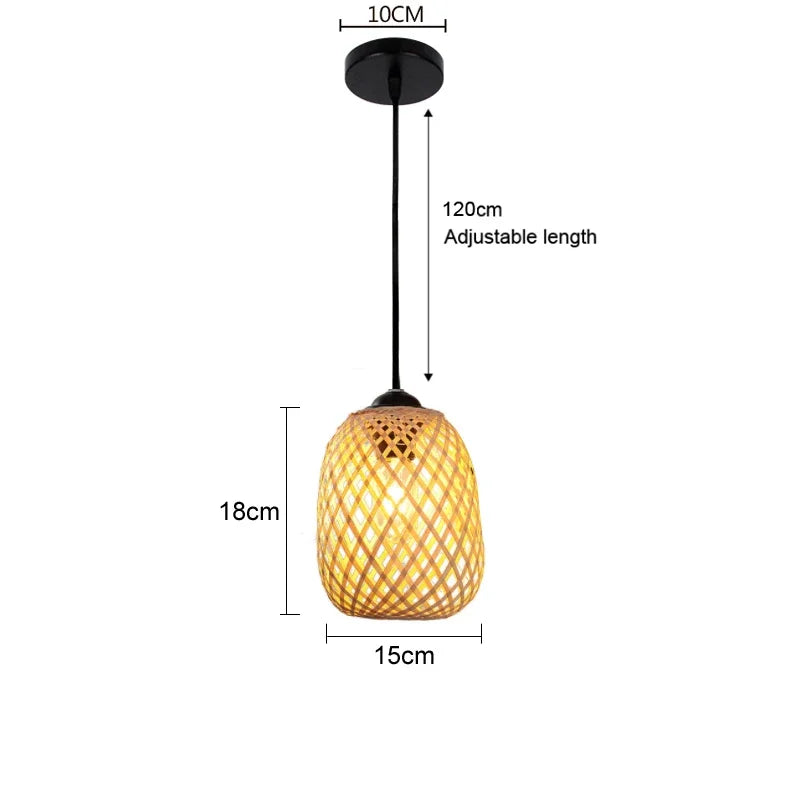 Japanese Bamboo Rattan Woven Ceiling Hanging Light