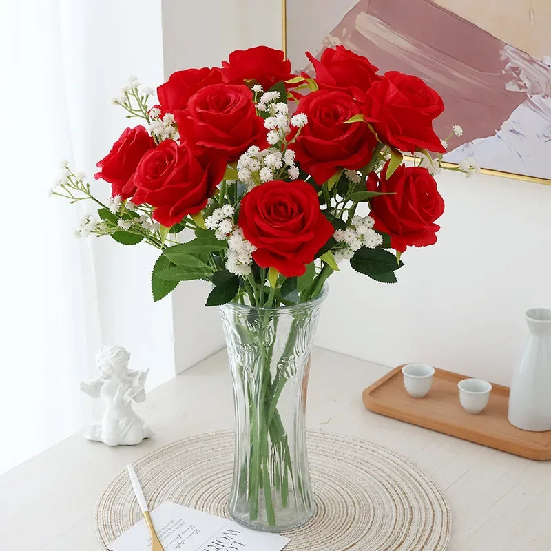 5Pcs Artificial Flowers Bouquet Silk- Rose Flower
