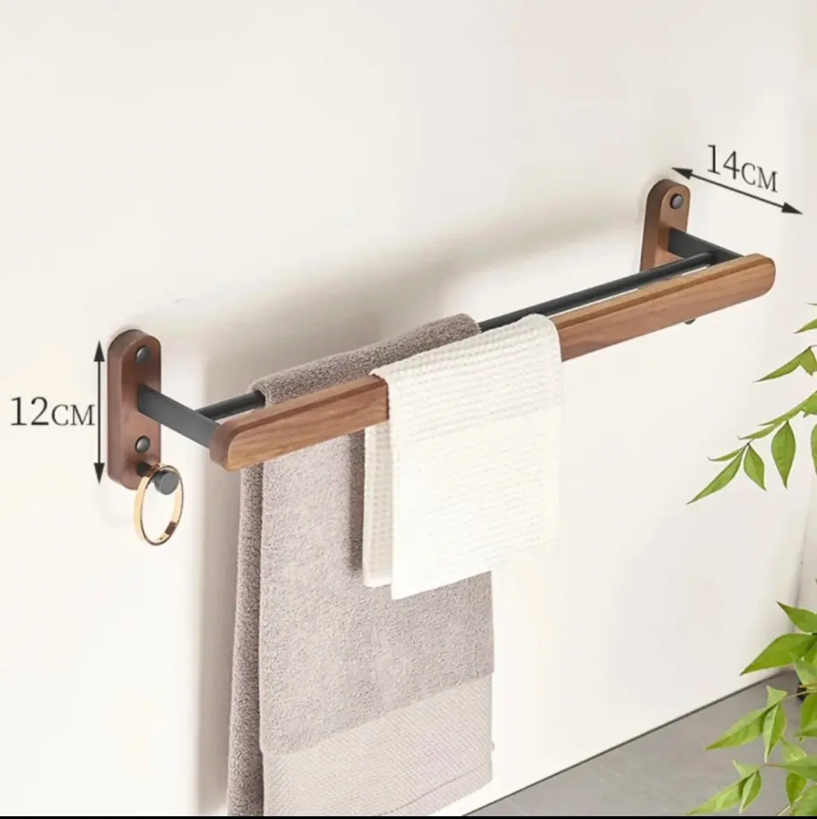 Walnut Wood Bathroom Rack Set